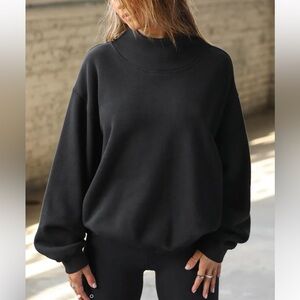 Joah Brown OS Oversized Black split neck Turtleneck Crewneck In Black Staple